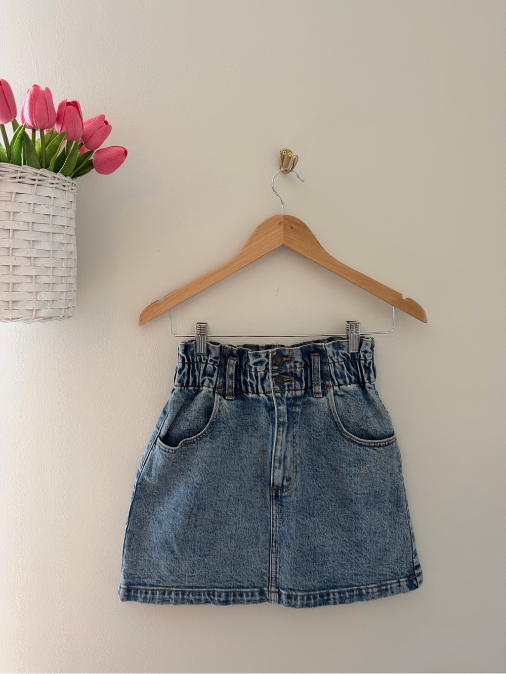 Denim Waist Mini Skirt - Blue